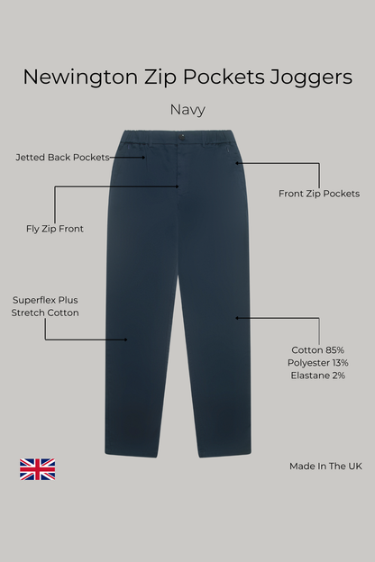 Newington Zip Pockets Joggers - Navy
