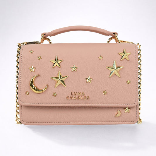 Nova Star Studded Handbag - Pink & Gold