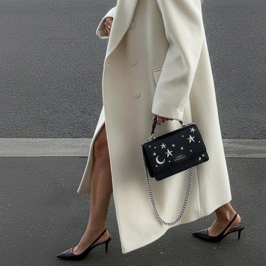 Nova Star Studded Handbag - Black & Silver