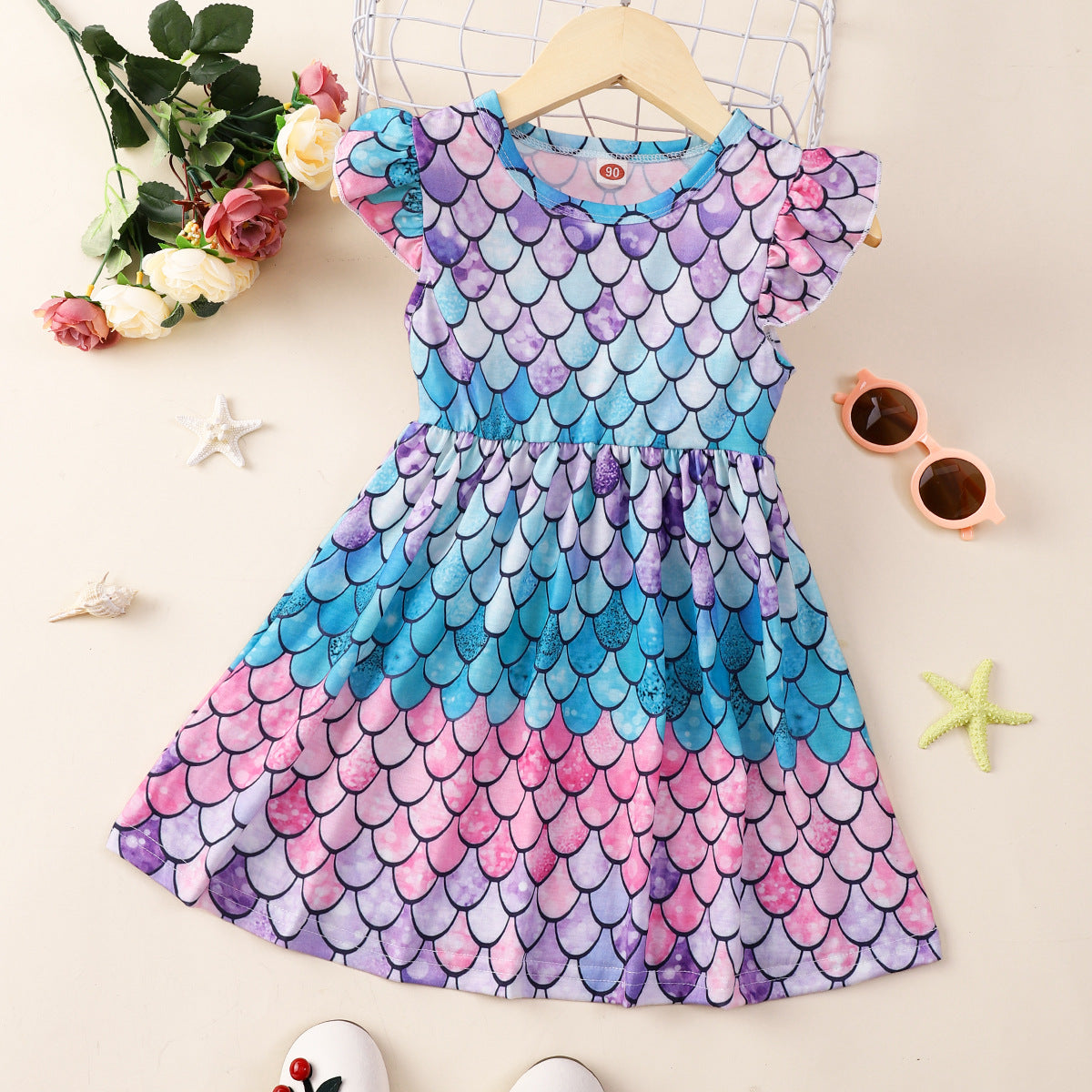 Children Flounced Sleeve Dress
