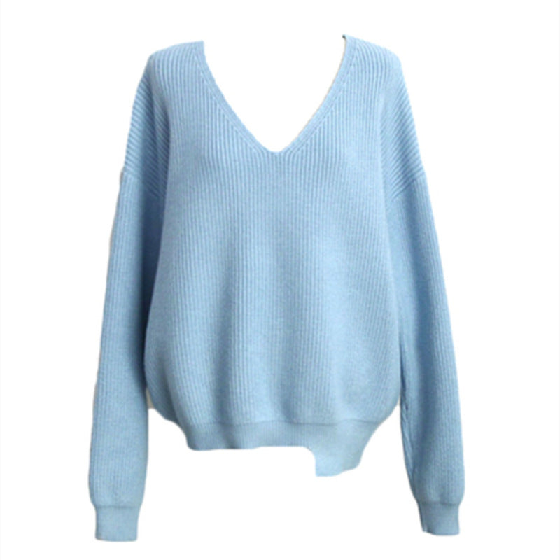 Women's V-neck Loose Sweater