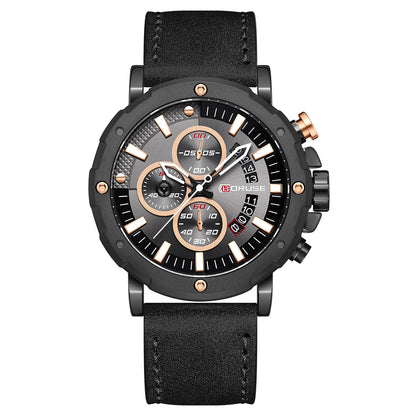 Men's leather Waterproof Luminous Quartz Watch