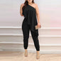 Women’s Printed One-Shoulder Ruffled Jumpsuit – Elegant Statement Piece