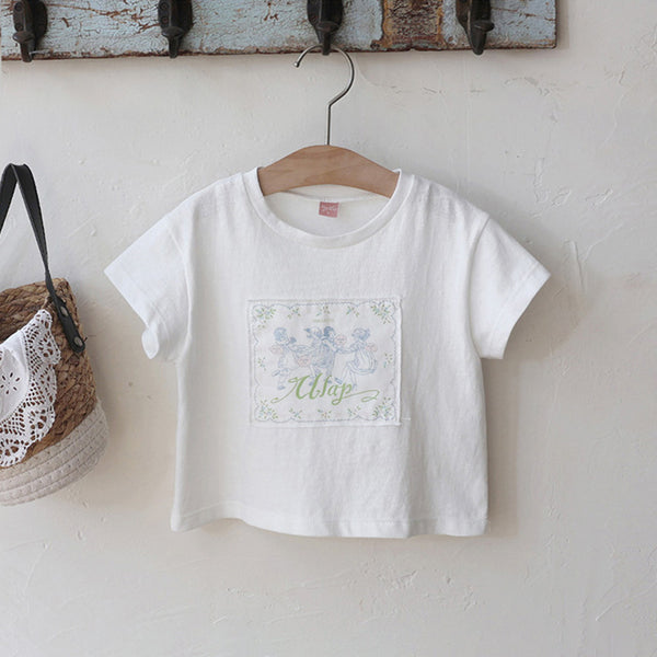 T-shirt confort couleur unie rétro pour jeunes filles