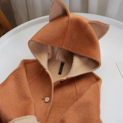 Children's Cartoon Cute Fox Woolen Coat