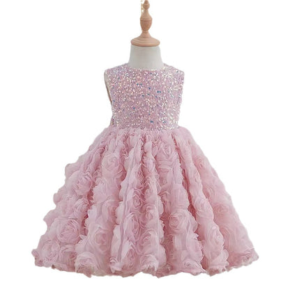 Girls' Sleeveless Sequined Pettiskirt