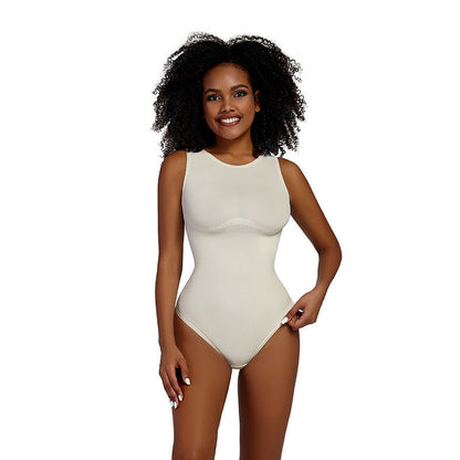 Combinaison Gainante Ventre Plat Couleur Unie Col Rond