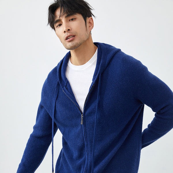 Men's Cashmere Hooded Cardigan