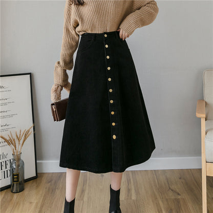 Corduroy Retro Fashion Midi Skirt