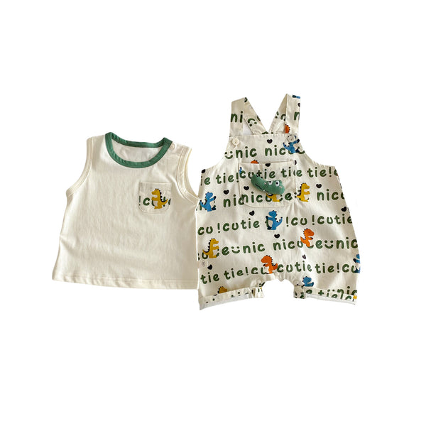Gilet de dessin animé bébé pleine impression salopette mode
