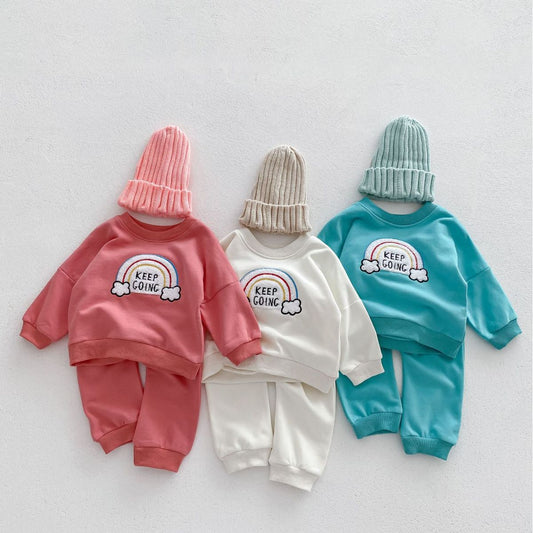 Children's Rainbow Sweater Two-piece Set