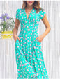 Women's Printed Pocket Bohemian V-neck Dress