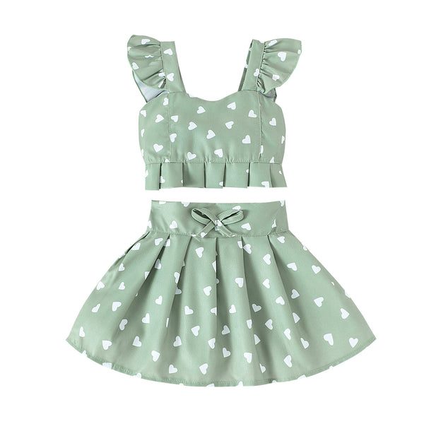 Girls' Bow-Detail Pleated Skirt Set