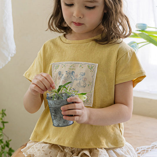Fashion Girls Retro Pure Color Comfort T-shirt