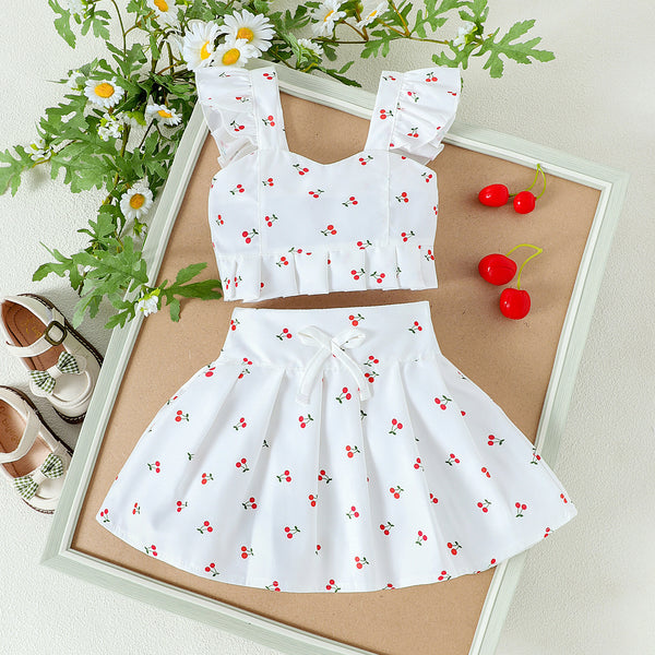 Girls' Bow-Detail Pleated Skirt Set