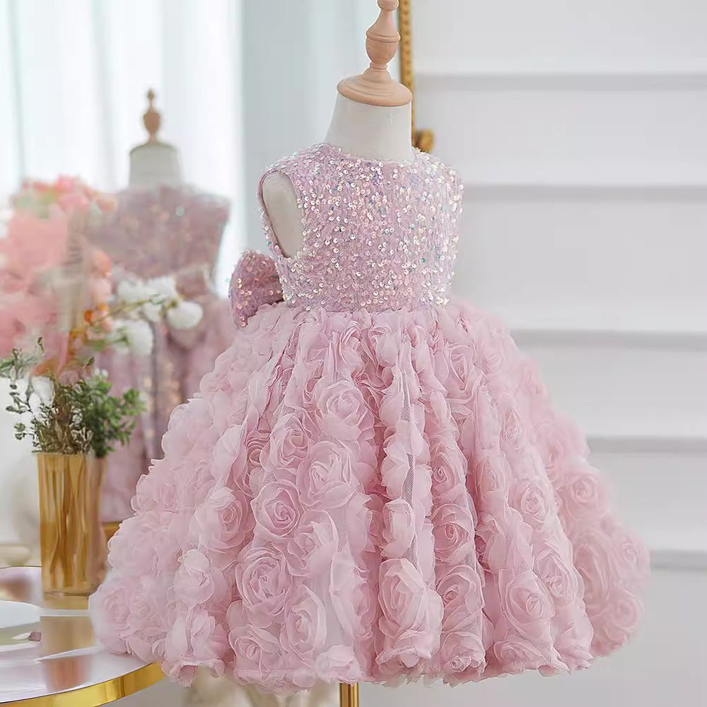Girls' Sleeveless Sequined Pettiskirt