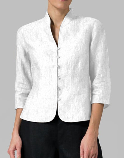 Womens Slim Three-quarter Sleeve Button Jacket