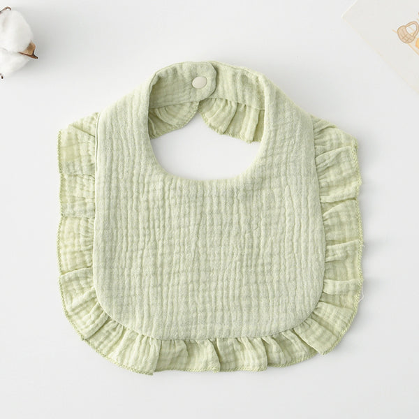 Ruffled Cotton Baby Bib - Printed Gauze Lace