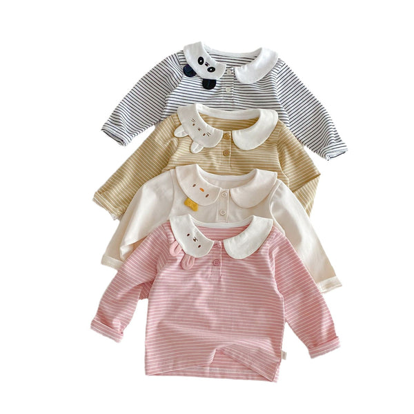 Girls Striped Cartoon T-Shirt - 0-5 Years