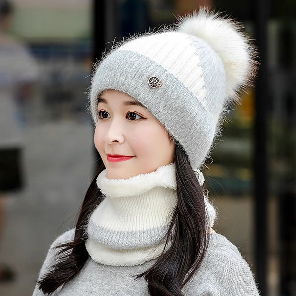 Cotton-padded Cap Scarf Set