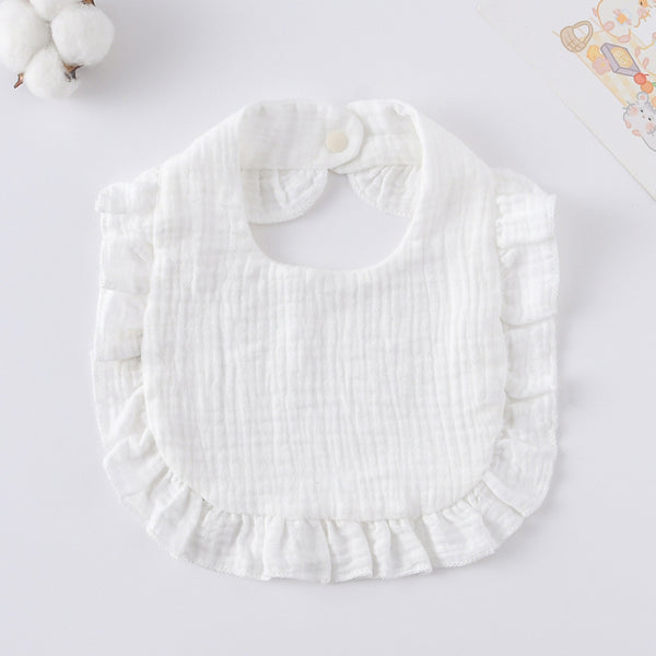 Ruffled Cotton Baby Bib - Printed Gauze Lace