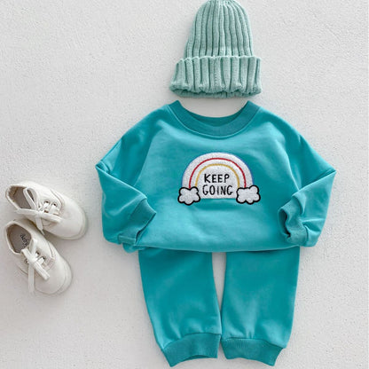Children's Rainbow Sweater Two-piece Set