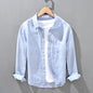 Mens Linen Breathable Shirt Solid Color