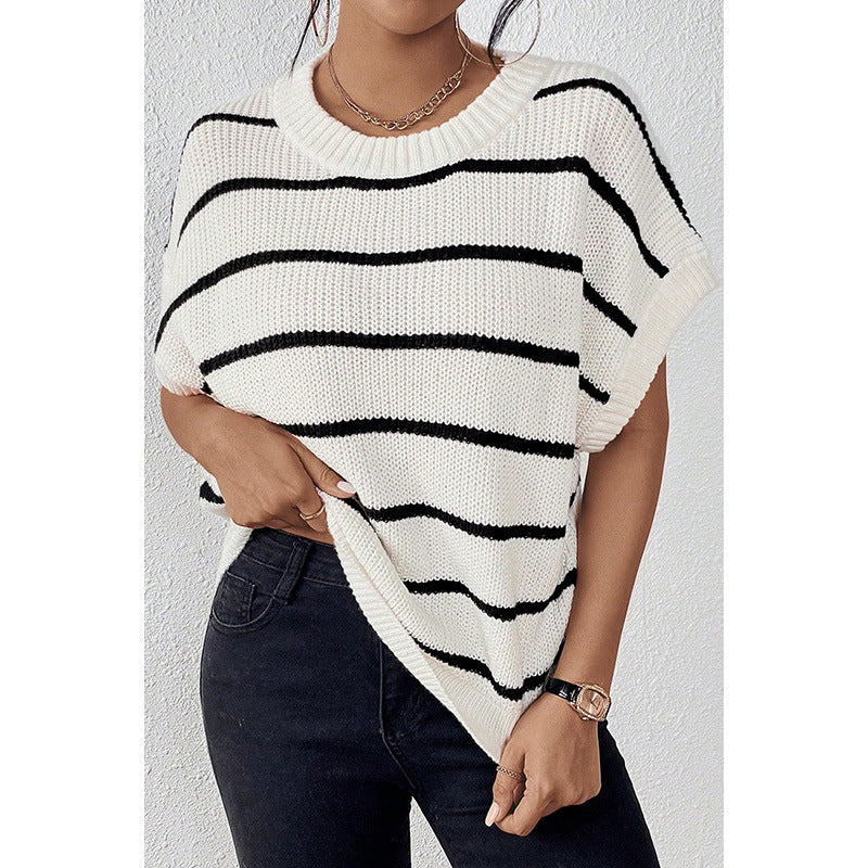 Striped Wool Round Neck oversized Sweater