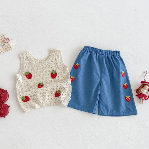 Baby Strawberry Patch Vest and Pants