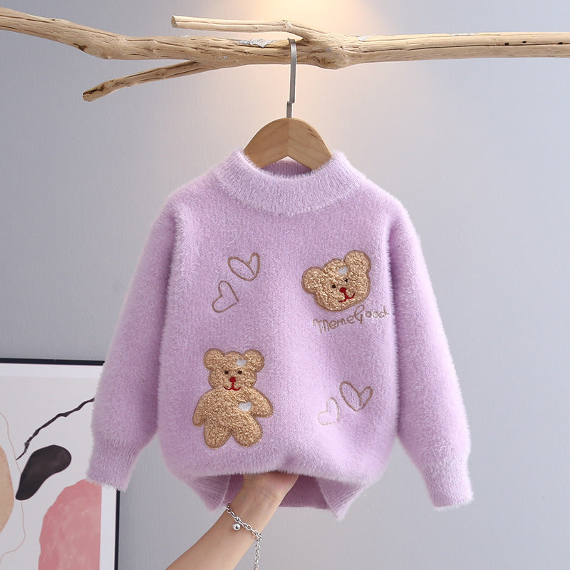 Mink Fur Plush Children Knitted Sweater