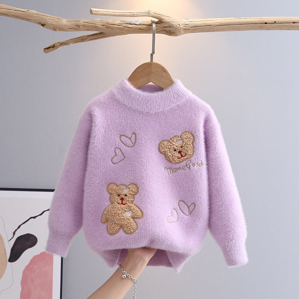 Mink Fur Plush Children Knitted Sweater