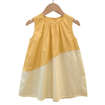 Kids' Skirt Color Matching Sleeveless Loose Dress