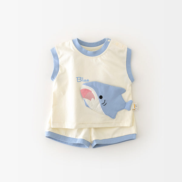 Kids' Shark-Print Vest Set