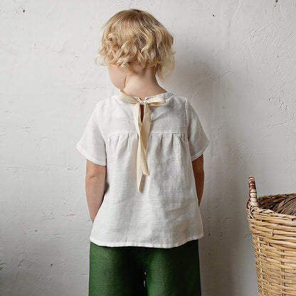 Cotton And Linen Short-sleeved T-shirt