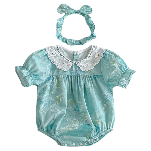 Baby Triangle Rompers Girl Puff Sleeve Dress