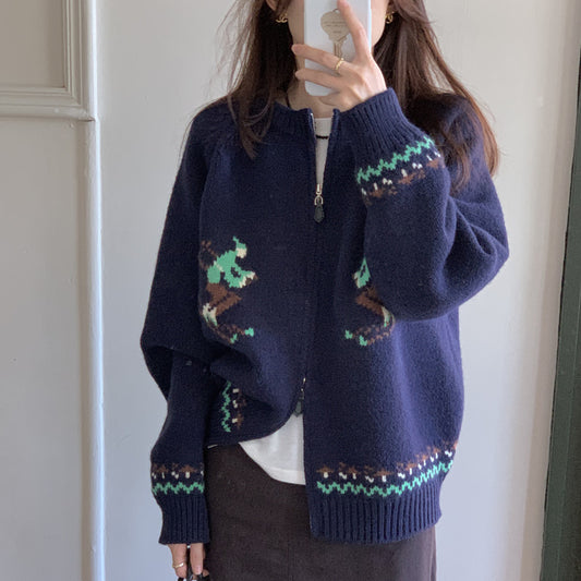 Women's Warm Crocheted Sweater Coat