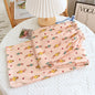 Brushed Flannel Loose Pure Cotton Cartoon Printed Pajama Pants For Women