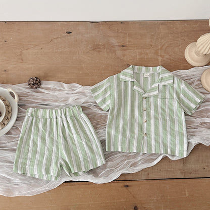 Children's Stripe Breathable Short-sleeved