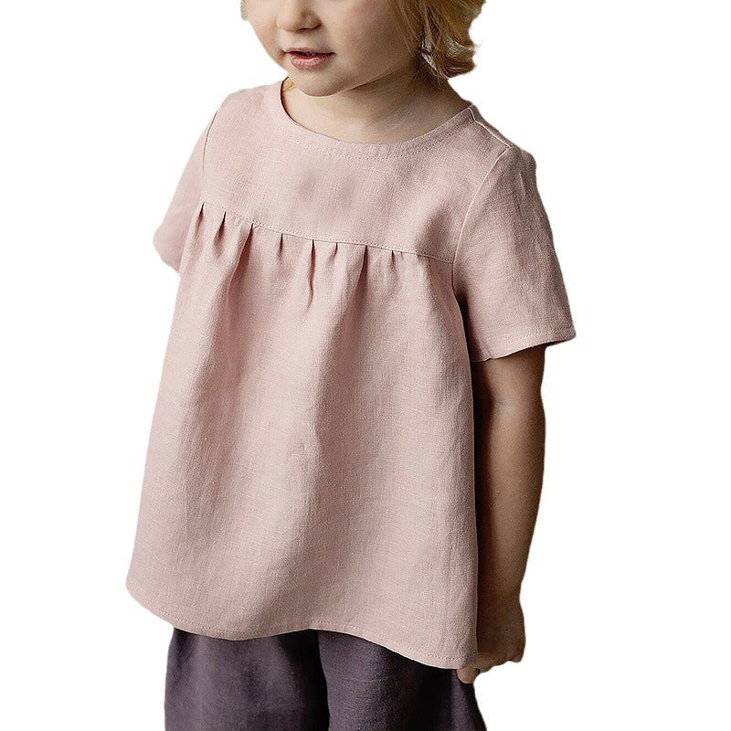 Cotton And Linen Short-sleeved T-shirt