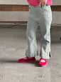 Vintage Elastic Lace Bow Bell-bottom Pants