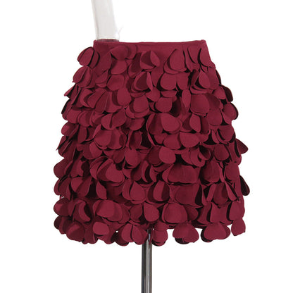 Design Sense Stitching Wafer Decoration Short A-Line Skirt – Trendy Chic Style