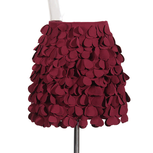 Design Sense Stitching Wafer Decoration Short A-Line Skirt – Trendy Chic Style