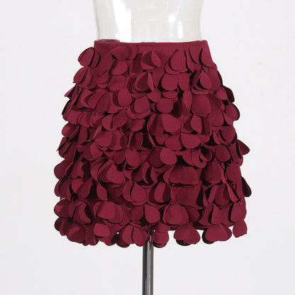 Design Sense Stitching Wafer Decoration Short A-Line Skirt – Trendy Chic Style
