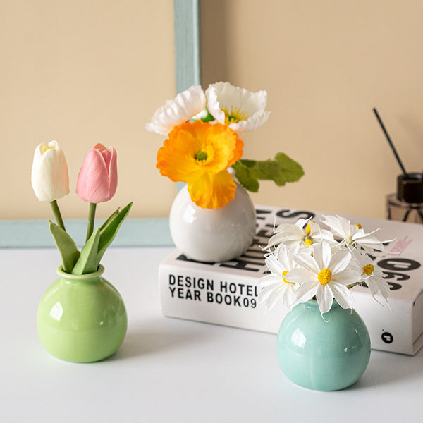 Wide-Mouth Ceramic Mini Vase
