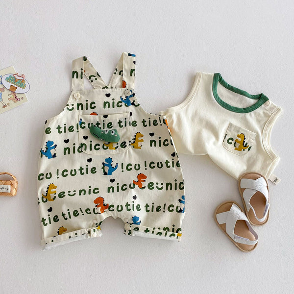 Gilet de dessin animé bébé pleine impression salopette mode