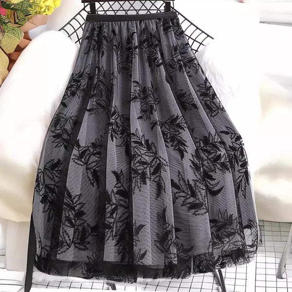Womens Flocked Printed Skirt
