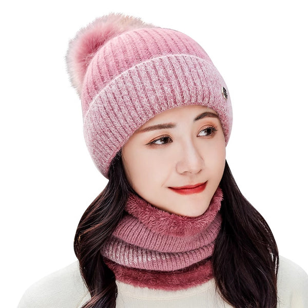 Cotton-padded Cap Scarf Set