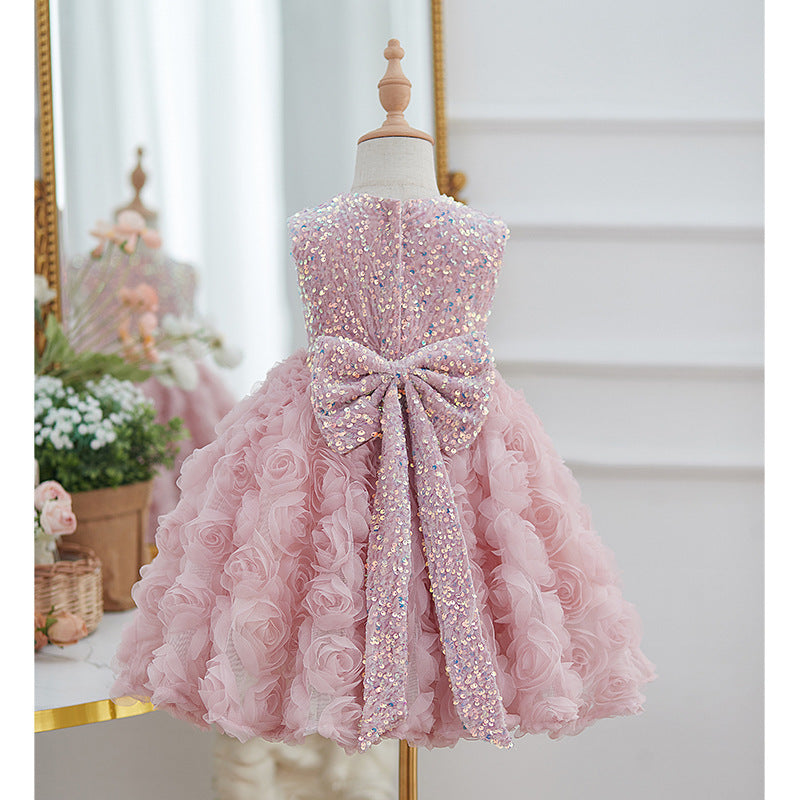 Girls' Sleeveless Sequined Pettiskirt