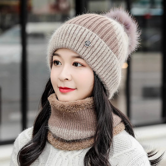 Cotton-padded Cap Scarf Set