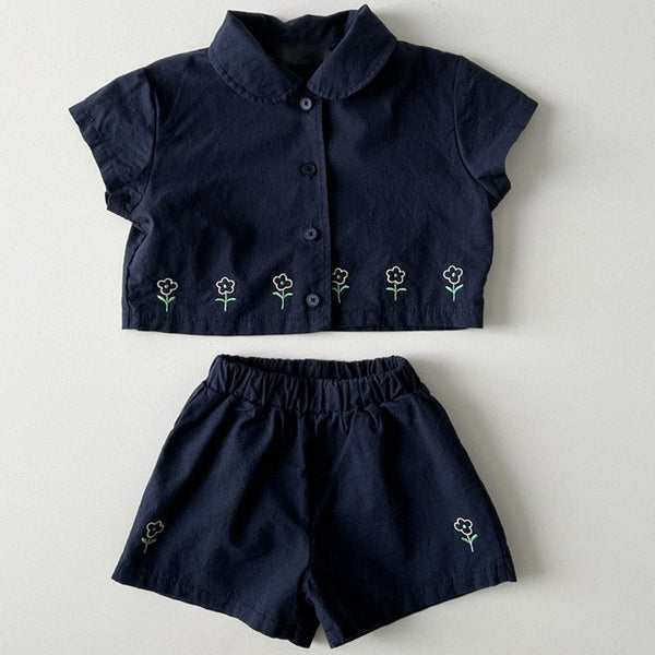 Flower Short-sleeved Shorts Two-piece Set